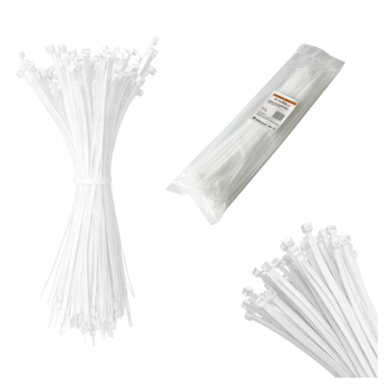 Opaski do kabli białe UV 3,6x250 mm – Trafiki