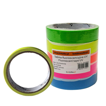 Taśma UV fluorescencyjna, 20 mm x 5 m, kolor żółty - Trafiki