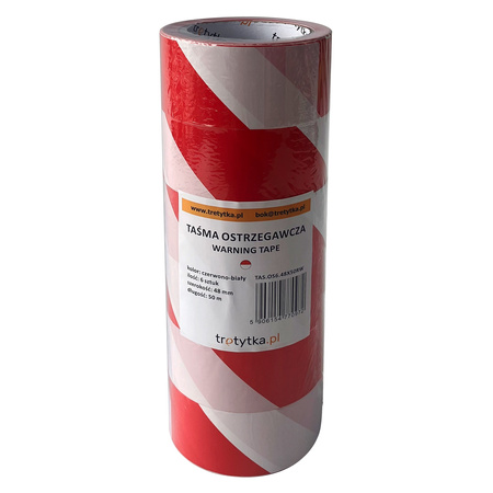 Taśma ostrzegawcza bez kleju czerwono-biała 48mm x 50m – Trafiki
