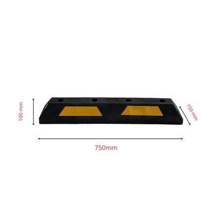 Gumowy ogranicznik parkingowy - 750 mm x 150 mm x 100 mm + Trafiki