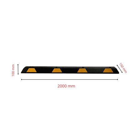Gumowy ogranicznik parkingowy - 2000 mm x 150 mm x 100 mm - Trafiki