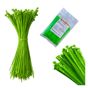 Opaski kablowe 25x100 mm, kolor limonkowo-zielony - Trafiki