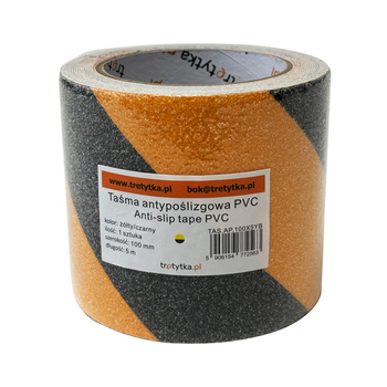 Taśma antypoślizgowa PVC żółto-czarna 100mm x 5m – Trafiki