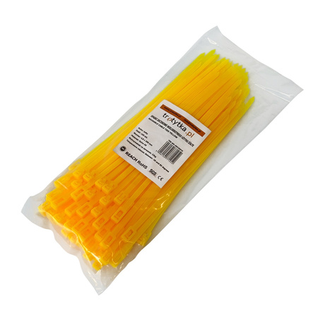 Opaski do kabli wielokrotnego użytku żółte UV 4,8x200 mm – Trafiki