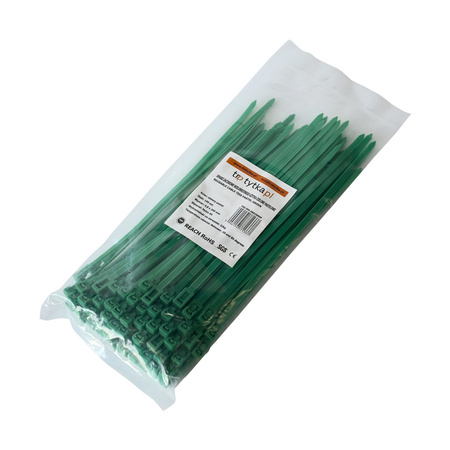Opaski do kabli wielokrotnego użytku zielone pastelowe UV 4,8x200 mm – Trafiki