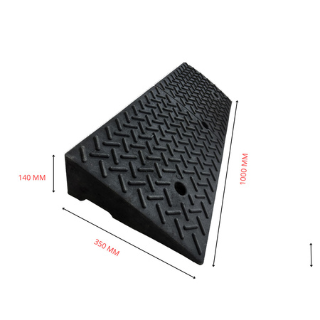 Najazd gumowy typu klin - 1000 mm x 350 mm x 140 mm - Trafiki