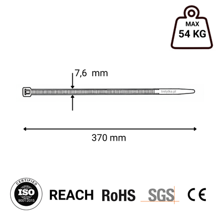 Opaski do kabli czarne UV 7,6x370 mm – Trafiki