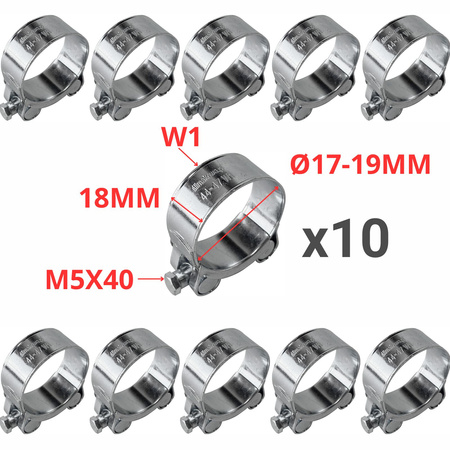 Komplet 10 szt. opasek W1 GBS Ø17-19 mm, M5x40 - Trafiki
