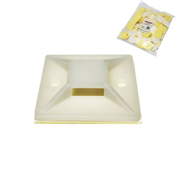 Mocowanie do pasków zaciskowych 40x40 mm, biały – 100 sztuk - Trafiki