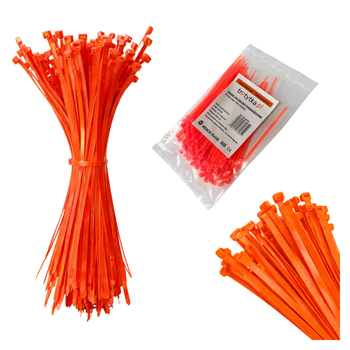 Opaski do kabli pomarańczowe UV 2,5x100 mm – Trafiki