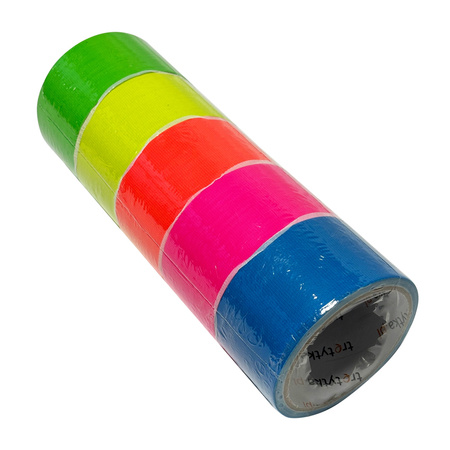 Taśma odblaskowa UV fluorescencyjna, 50 mm x 5 m, komplet 5 kolorów - Trafiki