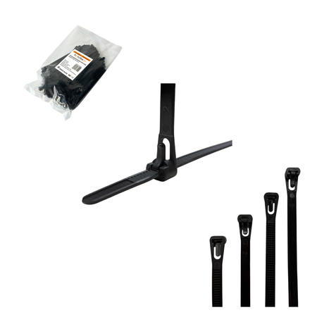 Opaski do kabli wielokrotnego użytku czarne UV 7,2x150 mm – Trafiki