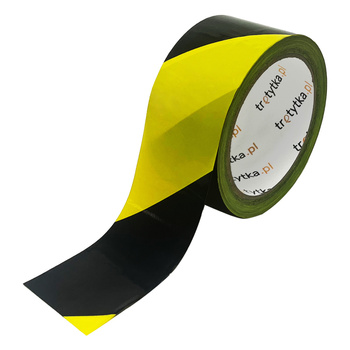 Taśma ostrzegawcza bez kleju żółto-czarna 48mm x 50m – Trafiki