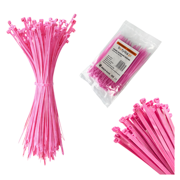 Opaski do kabli różowe UV 2,5x100 mm – Trafiki