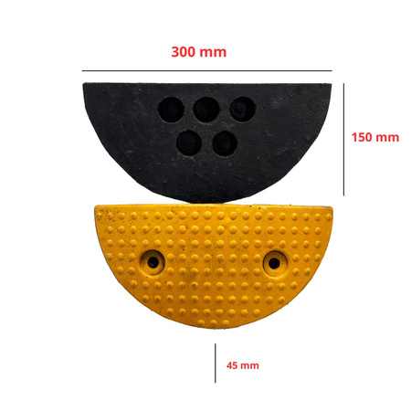 Próg drogowy podrzutowy, element końcowy 150x300x45 mm – Trafiki