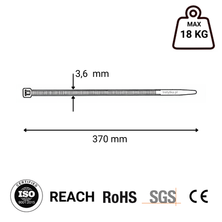 Opaski do kabli czerwone UV 3,6x370 mm – Trafiki