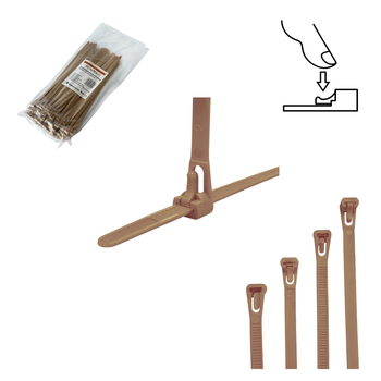 Opaski do kabli wielokrotnego użytku cappuccino UV 4,8x200 mm – Trafiki
