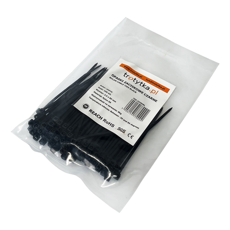 Opaski zaciskowe Opaski Kablowe Trytytki czarne UV 2,5x80 mm 100 szt. - Trafiki