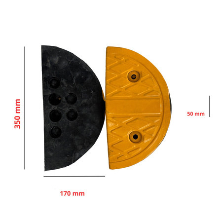 Próg drogowy podrzutowy, element końcowy 170x350x50 mm – Trafiki