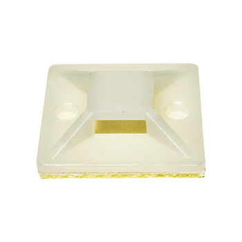 Mocowanie samoprzylepne do opasek zaciskowych, 1 szt. w kolorze białym - 30x30 mm - Trafiki