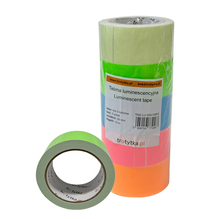 Fluorescencyjna taśma w kolorze zielonym - 50 mm x 10 m - Trafiki