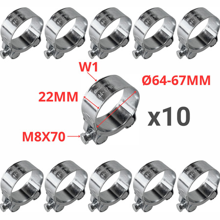 Komplet 10 szt. opasek W1 GBS Ø64-67 mm, M8x70 - Trafiki
