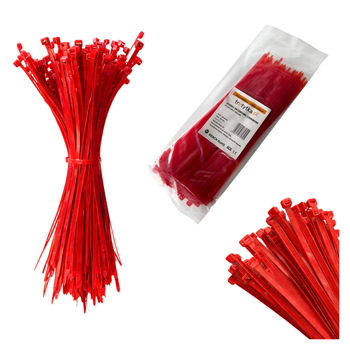 Opaski do kabli czerwone UV 3,6x370 mm – Trafiki