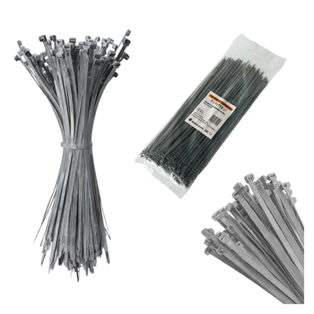 Opaski do kabli szare UV 3,6x370 mm – Trafiki